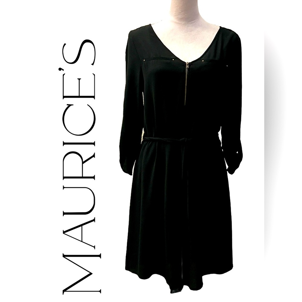 💖Maurice’s Black Dress with Black Belt and Removable Black Slip | Size S